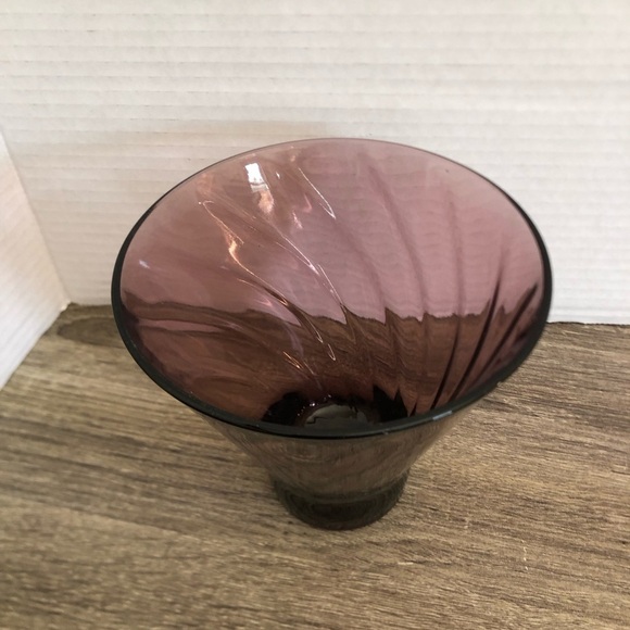 Vtg Hazel Atlas Amethyst Swirl Candy Bowl - Picture 4 of 9